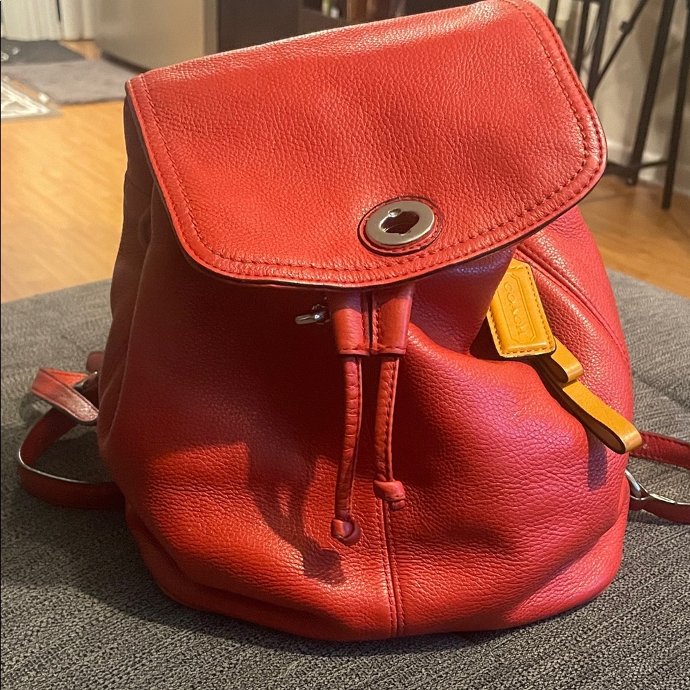 Coach Red Leather Backpack